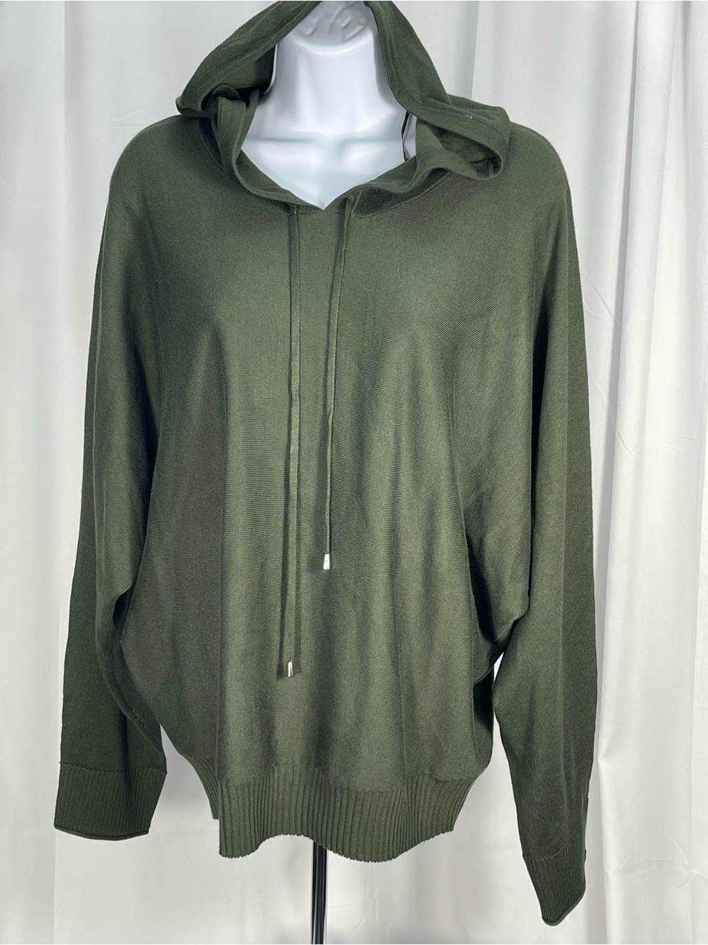 Cyrus Olive Green Crewneck Hooded Sweater w/batwing arms. Trendy versatile cute - Picture 7 of 10